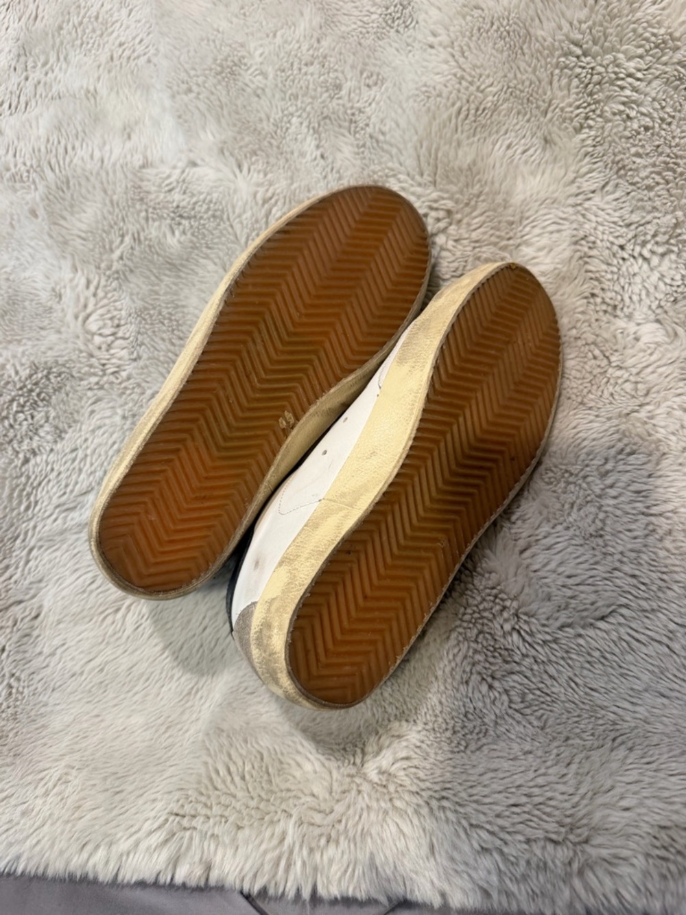 Golden Goose Super-Star White Sneakers with Navy Heel - Picture 3 of 5